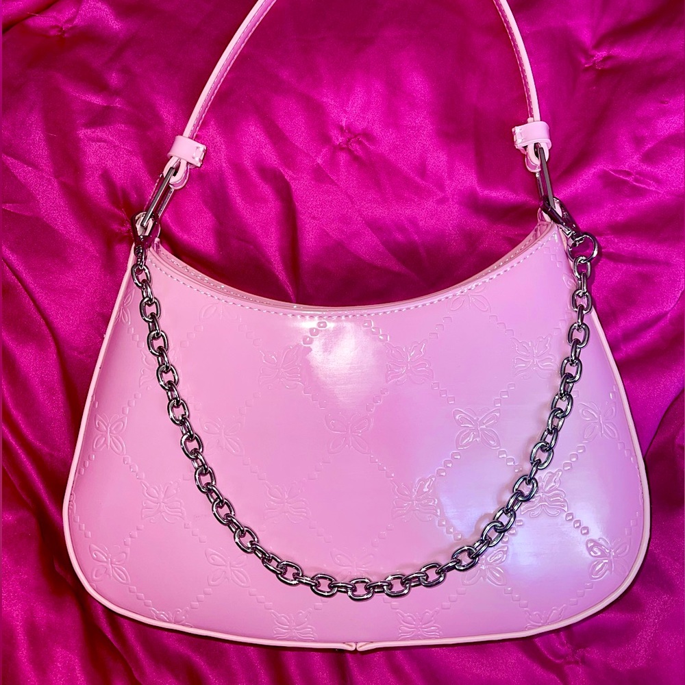 💕Urban Outfitters Pink Butterfly Chain Shoulder Purse Y2K🦋